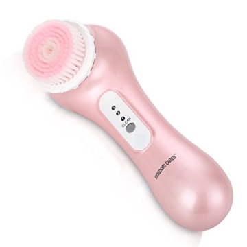 KINGDOMCARES Ultraschall Wasserdichte Gesichtsreinigungsbürste Wiederaufladbare Exfoliating Microdermabrasion Gesichts Bürste Intensivreinigung Haut und Körper Schrubben Gesichtsmassagegerät mit 3 Geschwindigkeiten 2 Pinsel Rosa Köpfe Gesichtsbürste - 
